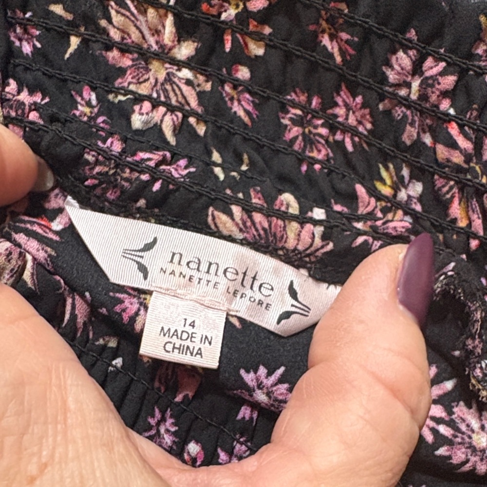 Nanette Lepore Black and Pink Floral Midi Dress - Picture 7 of 7